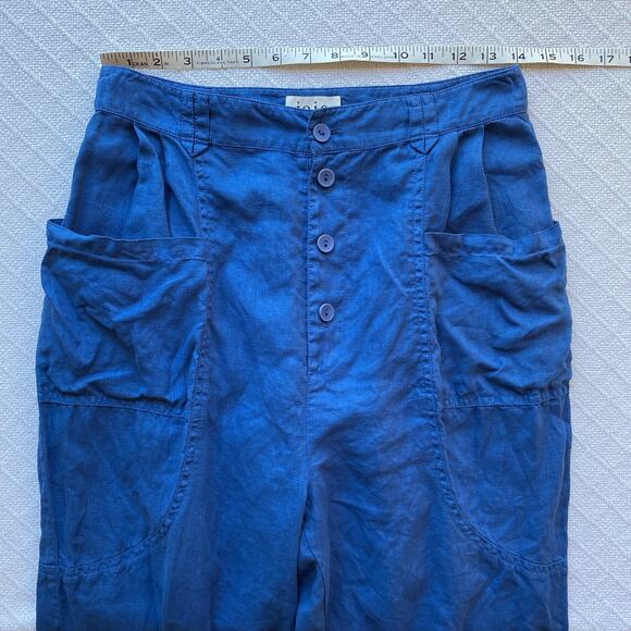 Joie Gia 100% Linen Button Fly High Waist Pants Blue Quartz Women’s 8 Lagenlook - Picture 11 of 13